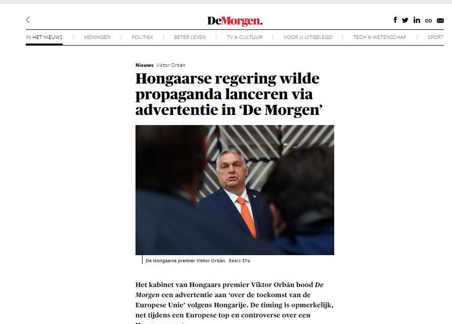 Egy belga újság nem volt hajlandó lehozni Orbán fizetett hirdetését