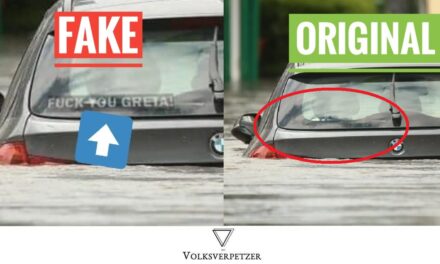 Kamu az interneten keringő fotó az árvízben elsüllyedő „Fuck you Greta” matricás BMW-ről