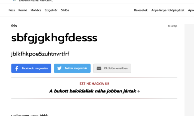 <span class="entry-title-primary">Végigsöpört a teljes fideszes médiabirodalmon, hogy „sbfgjgkhgfdesss”</span> <span class="entry-subtitle">sbfgjgkhgfdesss címmel közölt „hírt” kedden a kormánypárti médiaholdinghoz tartozó Bama.hu, majd az információt villámtempóban és bárminemű ellenőrzés nélkül vették át a KESMA/ Mediaworks lapjai. </span>