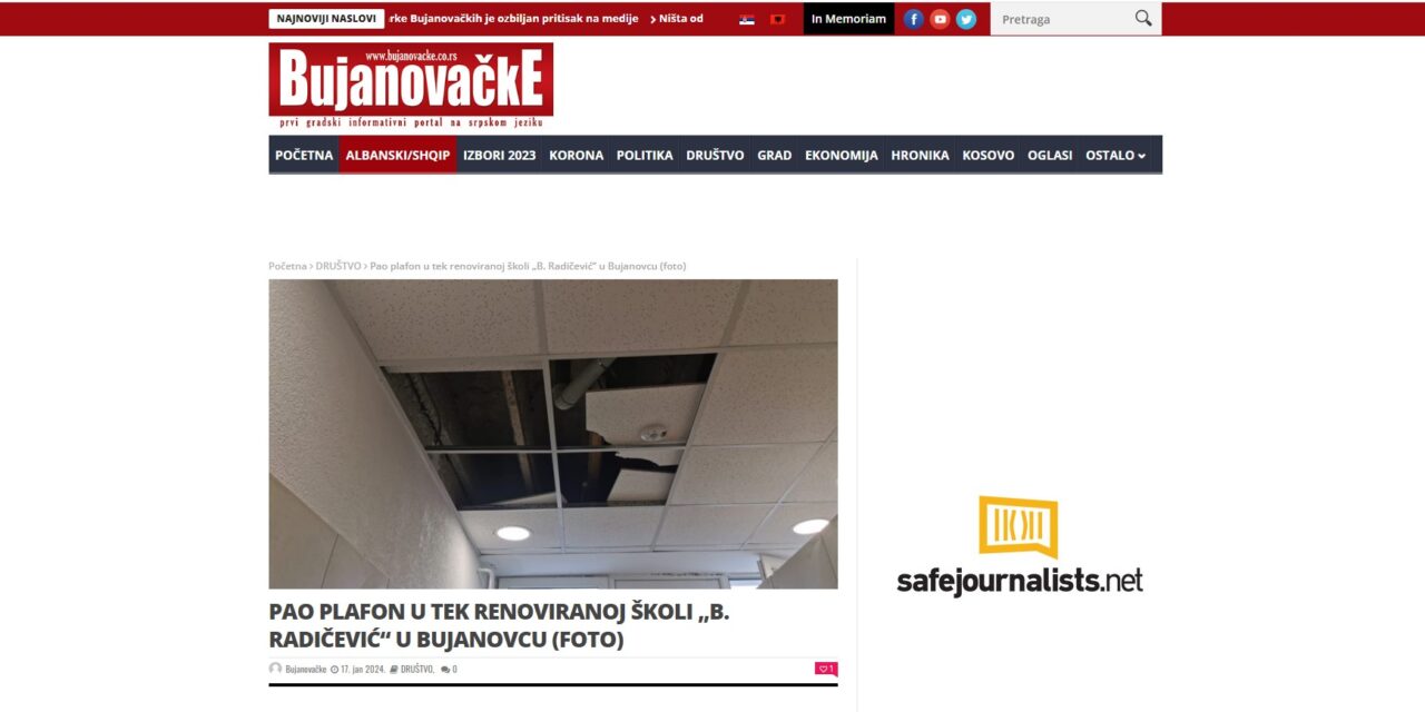 A bujanováci iskola igazgatója feljelentette a Bujanovačke hírportál újságírónőjét