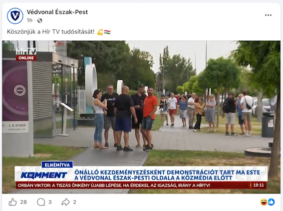 A FIDESZNEK KELLETT CÁFOLNIA A HÍR TV-T EGY VICCOLDAL ÁLTAL, AZ MTVA ELÉ MEGHIRDETETT TÜNTETÉS ÜGYÉBEN