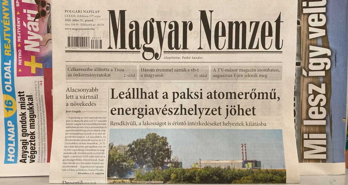 AUGUSZTUS ELSEJÉTŐL HETILAPKÉNT JELENIK MEG A MAGYAR NEMZET